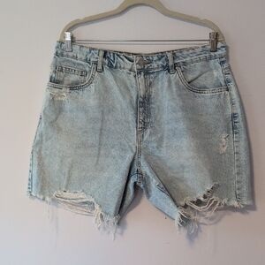 Distressed Light Blue Denim Shorts